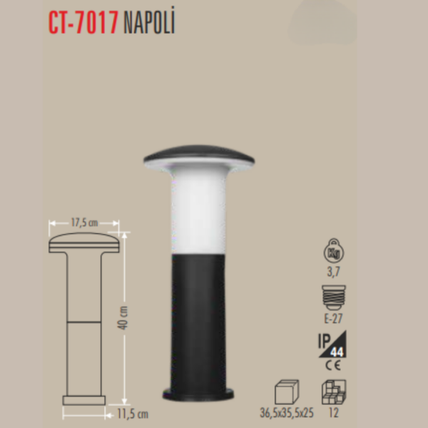 Cata Napoli Bahçe Bollard Aydınlatma 40cm E27 Duylu CT-7017