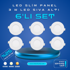 LED Slim Panel 3W – 6’lı Set