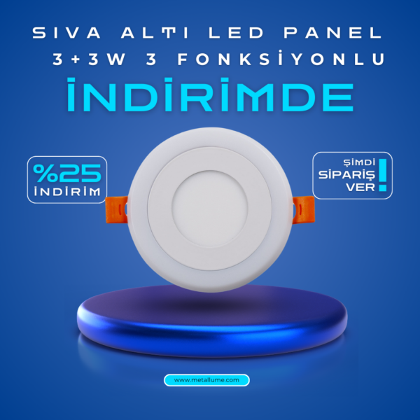 3+3W 3 Fonksiyonlu Sıva Altı LED Panel