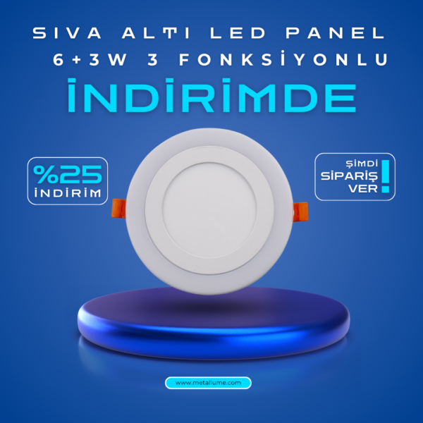 6+3W 3 Fonksiyonlu Sıva Altı LED Panel