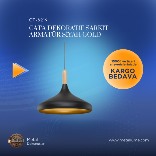 Cata Dekoratif Sarkıt Armatür Siyah Gold CT-8219