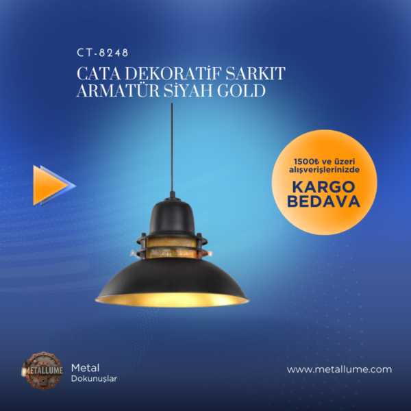 Cata Dekoratif Sarkıt Armatür Siyah Gold CT-8248