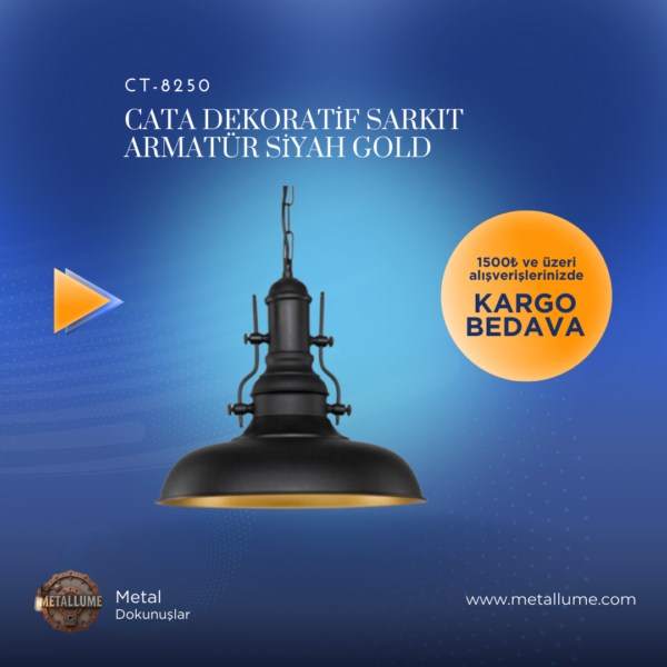 Cata Dekoratif Sarkıt Armatür Siyah Gold CT-8250