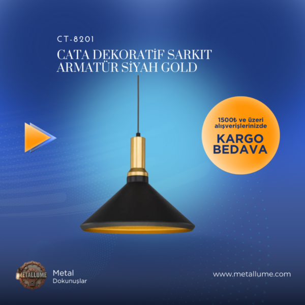 Cata Dekoratif Sarkıt Armatür Siyah Gold CT-8201